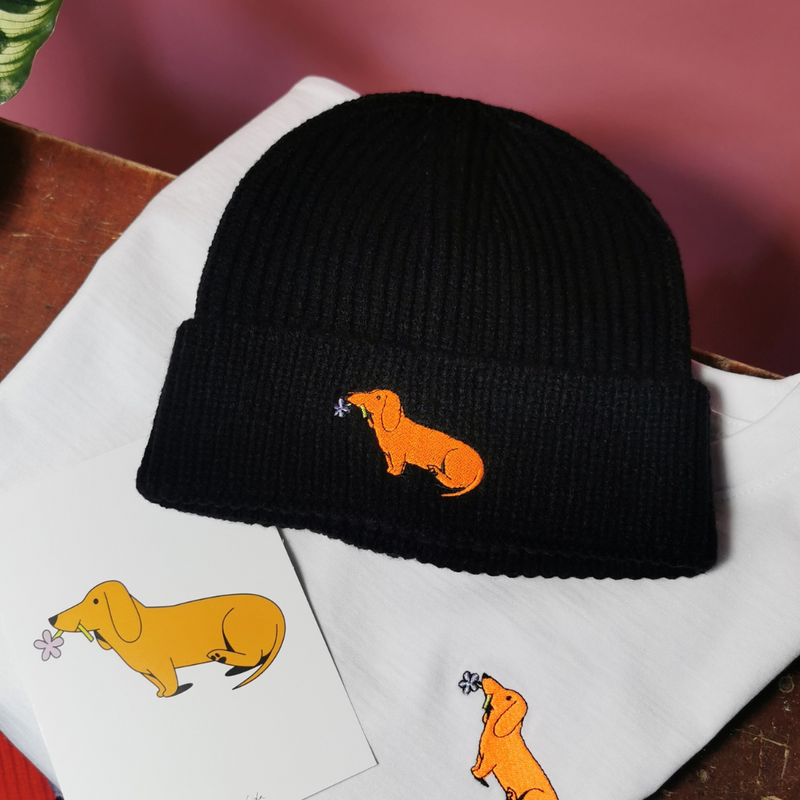 Gerippte Dackel Beanie