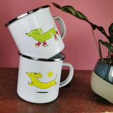 Dackel-Kaffeebecher Emaille