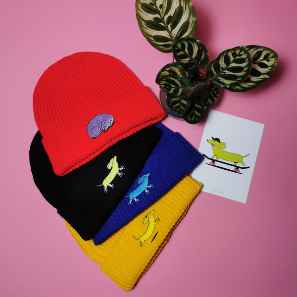 Gerippte Dackel Beanie
