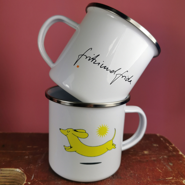 Dackel-Kaffeebecher Emaille
